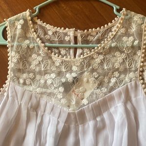 Kaktus NWT White Lined Lace Bubble Mini Dress - Sz M